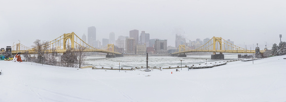 Panorama of Allegheny Landing in Pittsburgh in the snow - Print