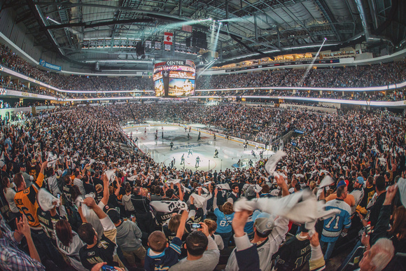 The crowd at CONSOL Energy Center cheers before a Pittsburgh Penguin playoff game
