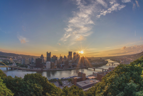 Fisheye sunrise from Mt. Washington in Pittsburgh