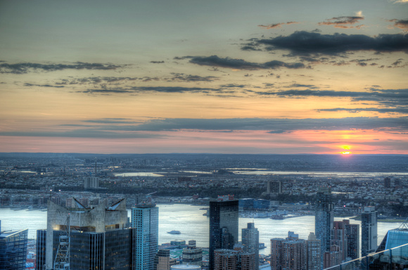 Sunset over Hoboken, New Jersey from the Top of the Rock HDR