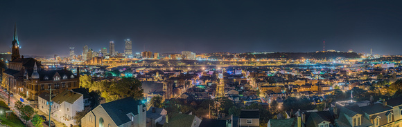 Night time panorama of Pittsburgh from the South Side