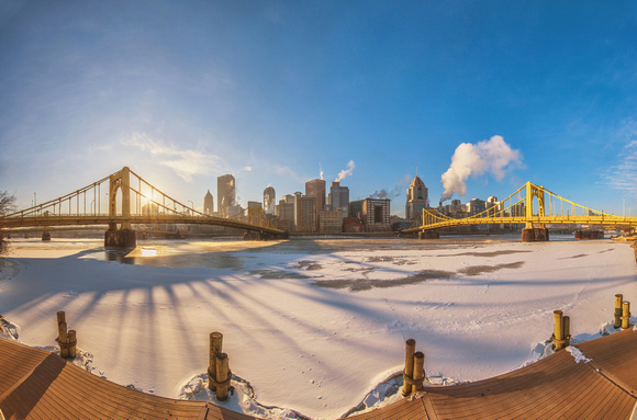 Panorama of Pittsburgh from the North Shore on a snowy morning copy