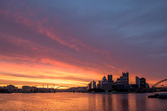 Beautiful colors fill the sky over Pittsburgh at dawn