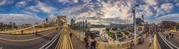 Panorama of the Clemente Bridge and PNC Park before the Wild Card Game 2015 copy