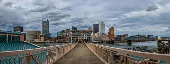 Panorama of Pittsburgh on a cloudy day from Station Square