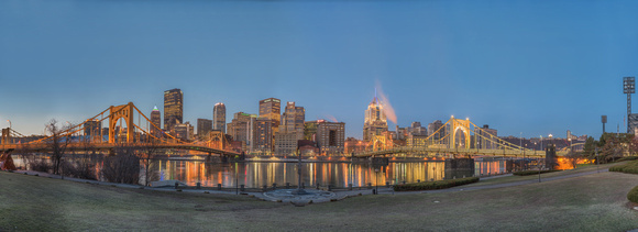 Allegheny Landing panorama in Pittsburgh before dawn