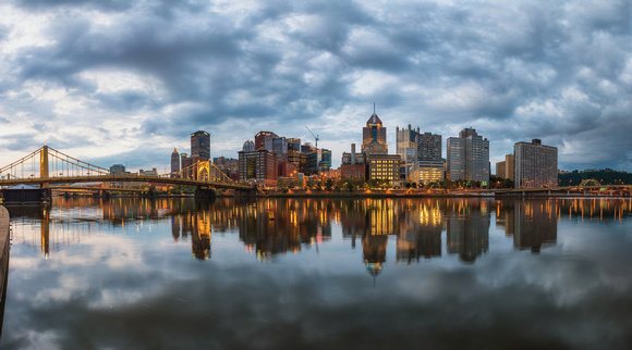 Panorama of a cloudy morning on the North Shore of Pittsburgh