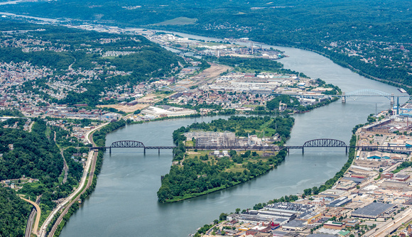 The industrial islands of the Ohio River in Pittsburgh
