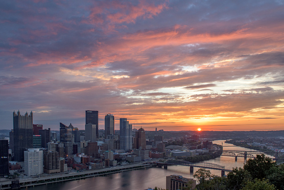 A brilliant sunrise in Pittsburgh from Mt. Washington