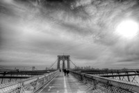 Brooklyn Bridge wide angle HDR B&W