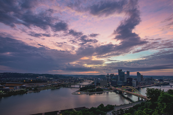 A colorful sunrise in Pittsburgh from Mt. Washington