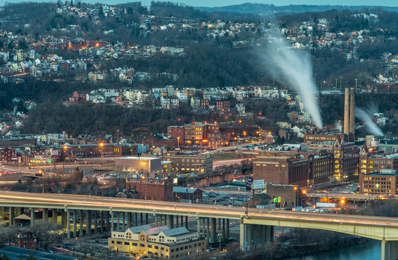Steam rises from the Heinz Plant in Pittsburgh