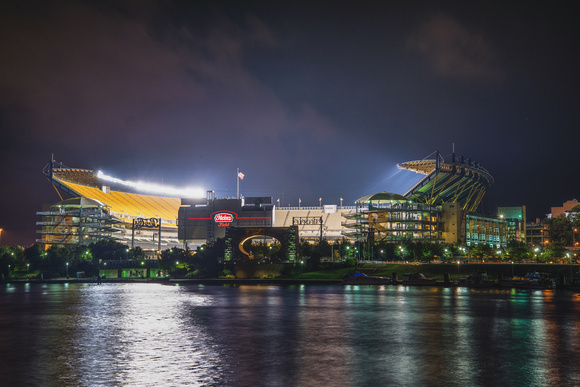 Heinz Field lit up during a Pittsburgh Steelers night game