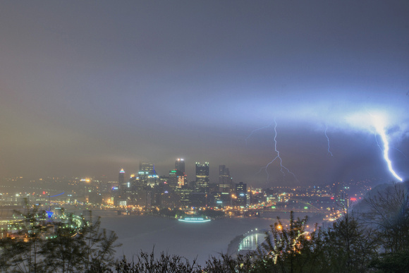 Lightning strikes Mt. Washington during an early morning storm