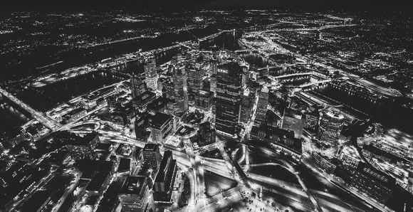 Aerial view of Pittsburgh at night