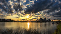 Panorama of sunrise from the South Shore of Pittsburgh