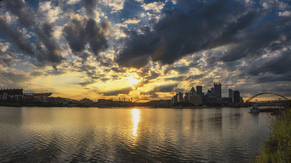Panorama of sunrise from the South Shore of Pittsburgh