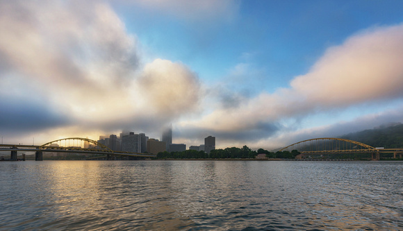 Fog over the PIttsburgh skyline at dawn