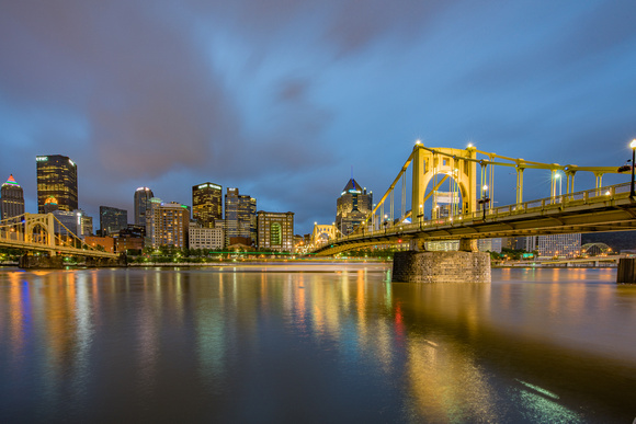 Light trails on the Allegheny River in Pittsburgh