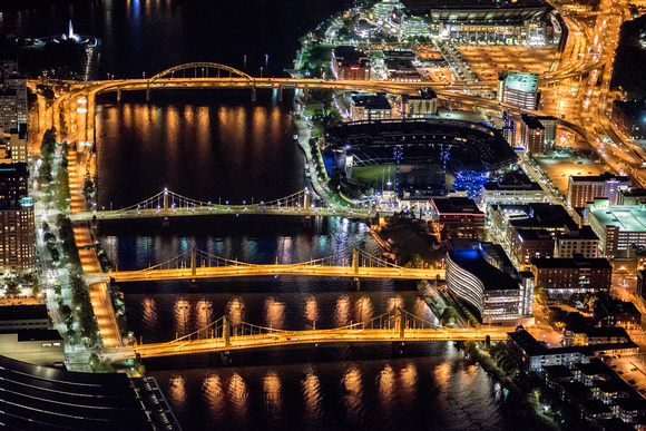 Aerial view of the bridges on the Allegheny River