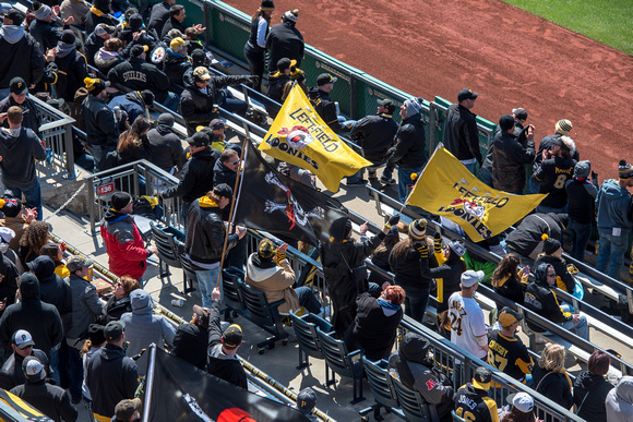 The Leftfield Loonies wave their flags at PNC Park on Opening Day 2016