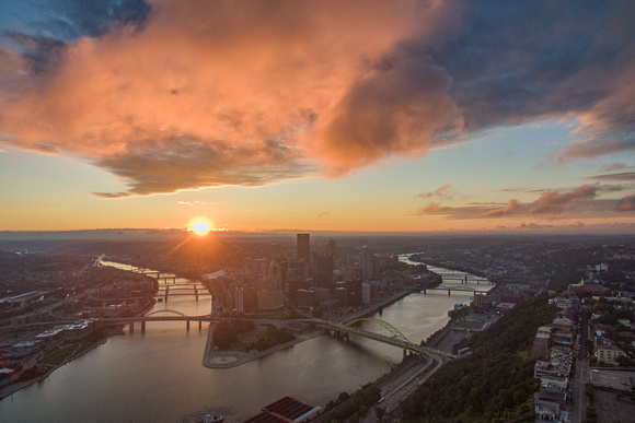 The sun crosses the horizon in Pittsburgh