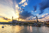 Beautiful sunset behind PNC Park in Pittsburgh