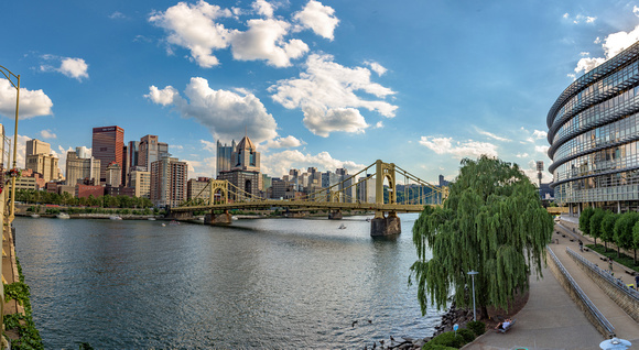 Panorama of Pittsburgh on the North Shore at dusk