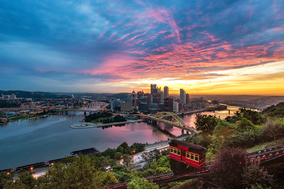 Beautiful colors at dawn in Pittsburgh from the Duquesne Incline