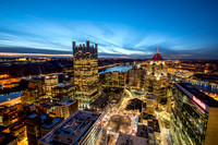 A vibrant rooftop view of downtown Pittsburgh