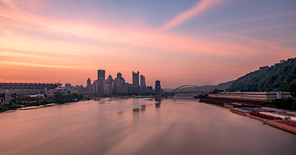 Beautiful pastel tones over Pittsburgh at dawn