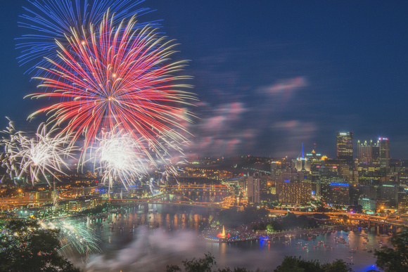 July 4th 2014 fireworks over the Steel City of Pittsburgh