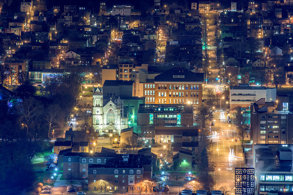St. Peter's Church on the North Side of Pittsburgh from above