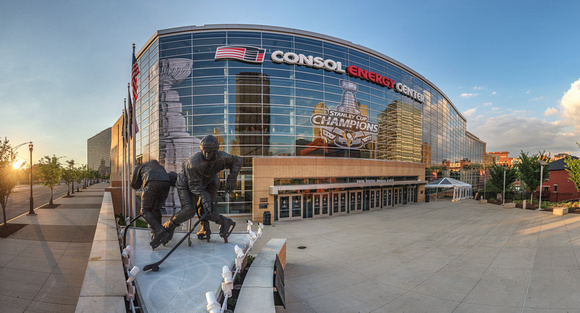 Panorama of CONSOL Energy Center and the Stanley Cup Banners in Pittsburgh