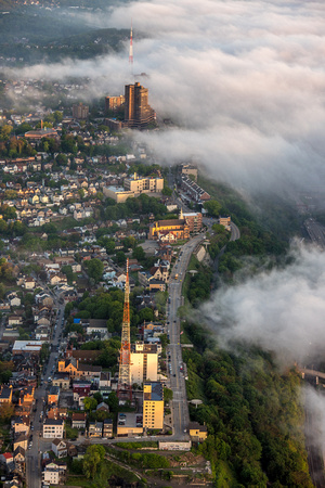 Mt. Washington covered in fog in Pittsburgh