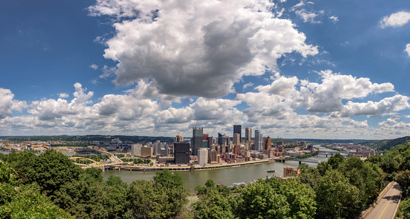 Panorama of Pittsburgh on a beautiful summer day