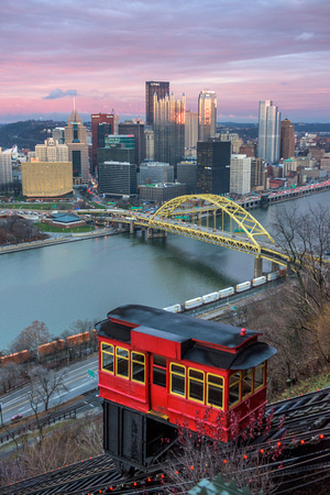 The Duquense Incline on a colorf Pittsburgh morning
