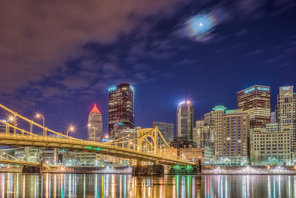 Moon over Pittsburgh from the North Shore HDR