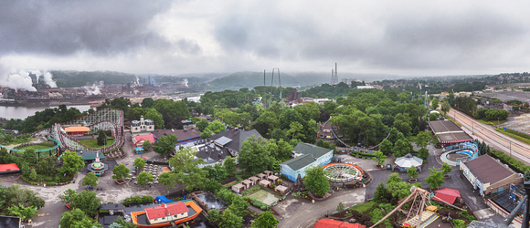 Panorama of Kennywood Park from the top of the Phantom's Revenge