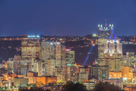 Pittsburgh lit up at night from Spring Hill HDR