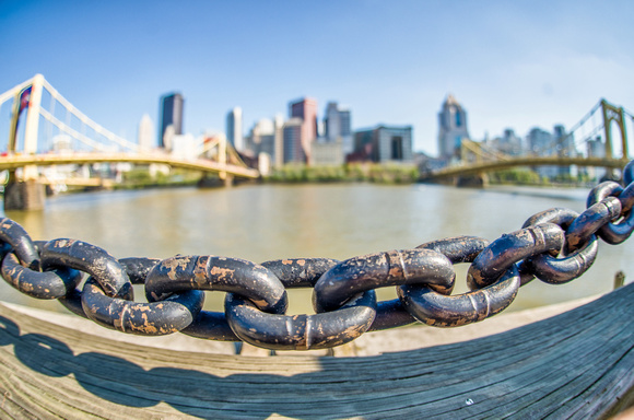 Chain on the North Shore and the Pittsburgh skyline HDR