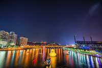 The Giant Rubber Duck floats on the Allegheny River on its first night in Pittsburgh HDR