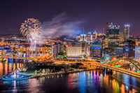 Fireworks over Pittsburgh and PNC Park after a Pirates game