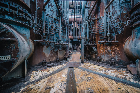 Decay inside Carrie Furnace in Pittsburgh