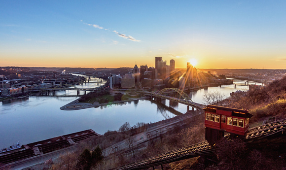 A sunrise from Mt. Washington on the morning of Pittsburgh's 200th Birthday