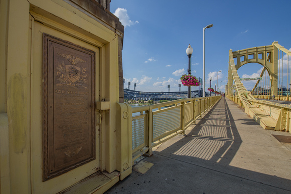 Walking over the CLemente Bridge in Pittsburgh