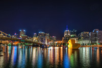 The Duck and the Pittsburgh skyline at night HDR