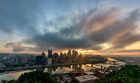A beautiful foggy Pittsburgh at dawn