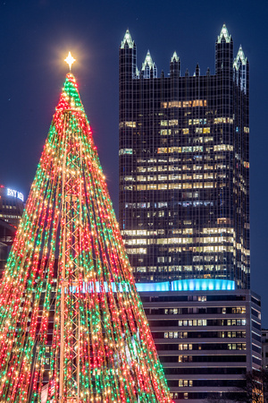 The tree at the Point and PPG Place in PIttsburgh