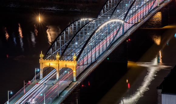 Light trails over the Smithfield St. Bridge in Pittsburgh